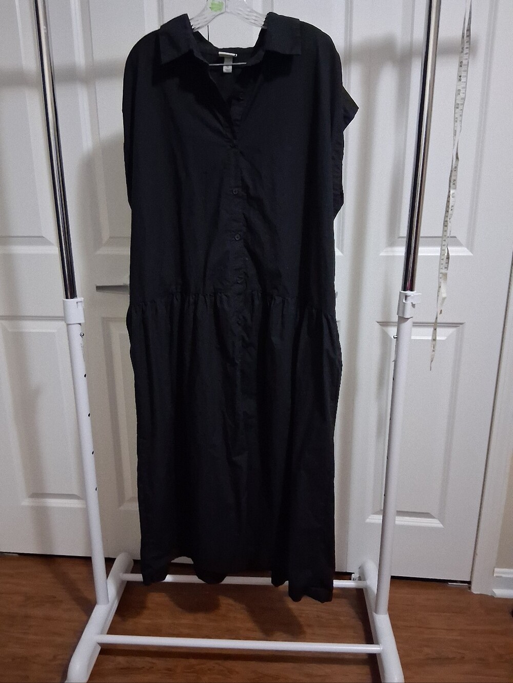 Black Button-Front Maxi Dress